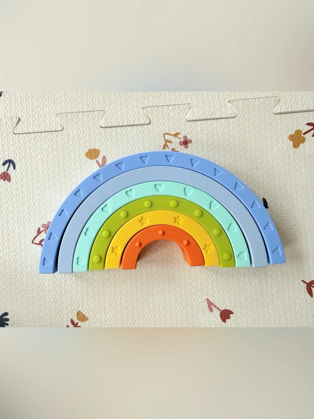 Colorful Silicone Stacking Rainbow & Sensory Blocks Toy Set - Multicolor